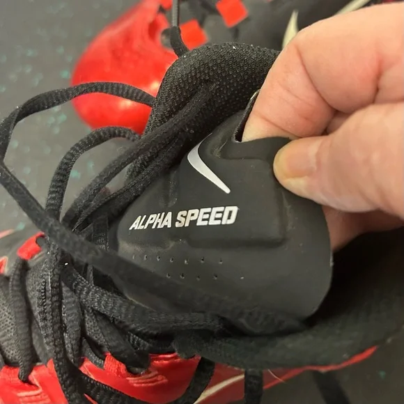 Nike Alpha Speed Football Cleats, Red/Black, Size 9 - Picture 4 of 11